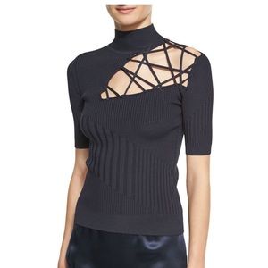 Cushnie Et Ochs Natalia Mixed-Rib Sweater with Lacing
